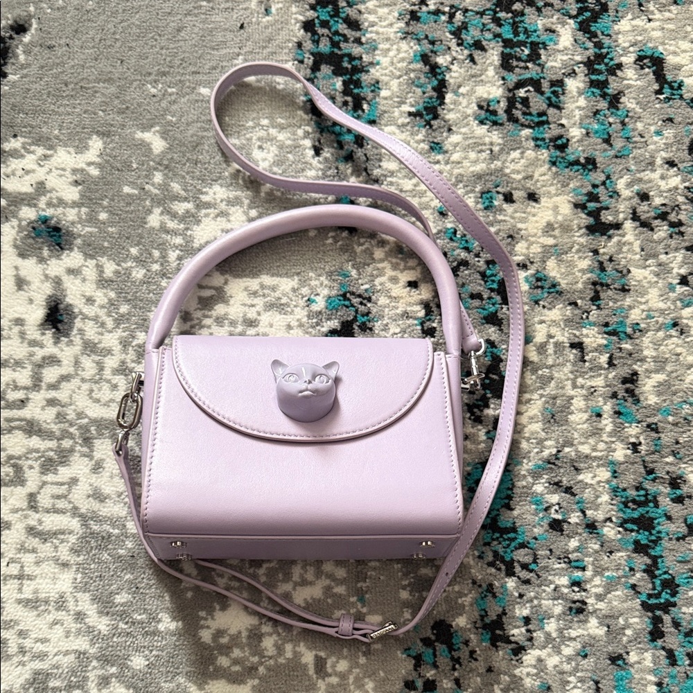 Bafelli Lavender Cat-Embellished Crossbody Bag